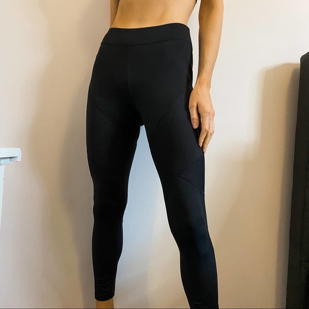 Champion Black Mid Rise Ribbed Fitness Leggings